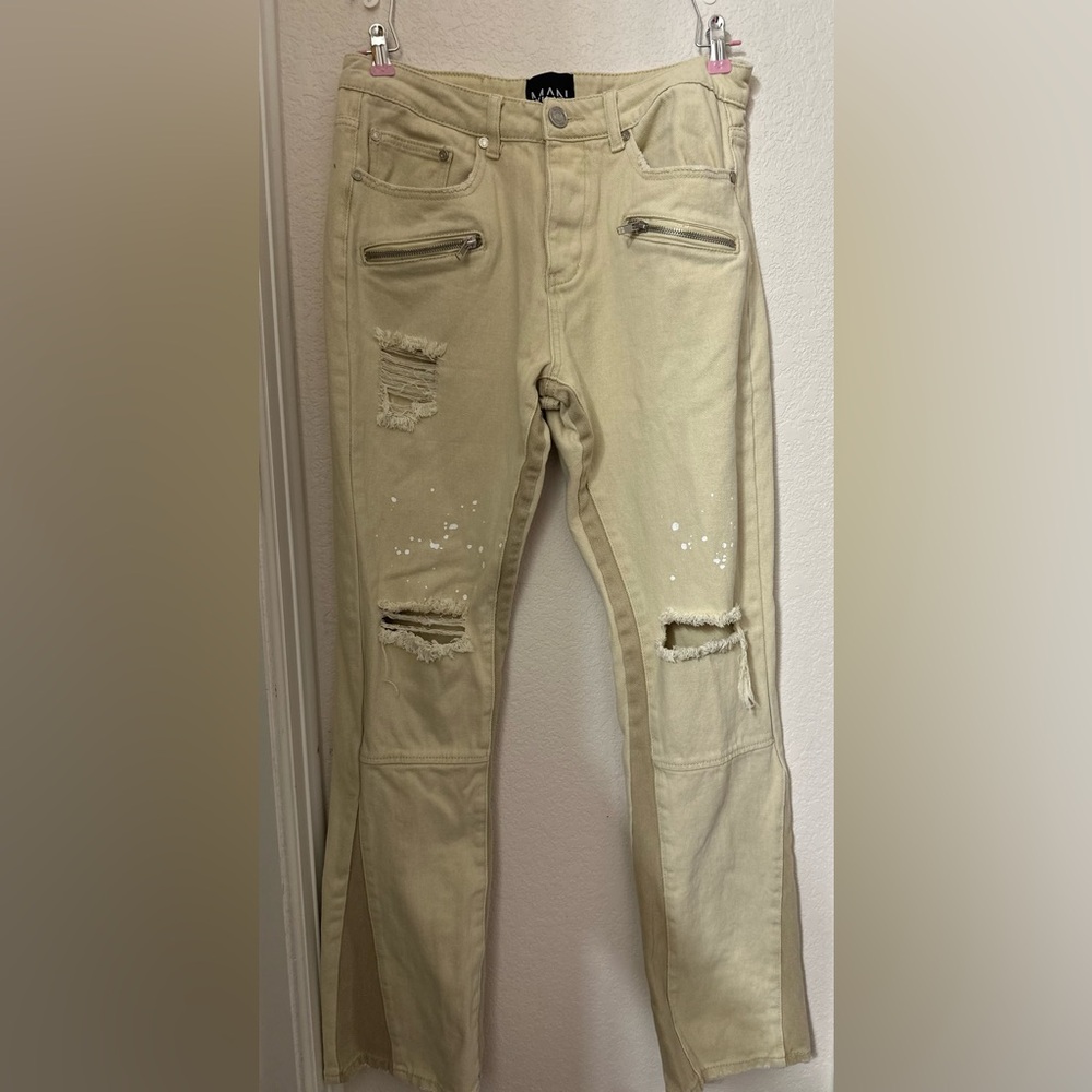 Boohoo Man Buttonfly Distressed Jeans